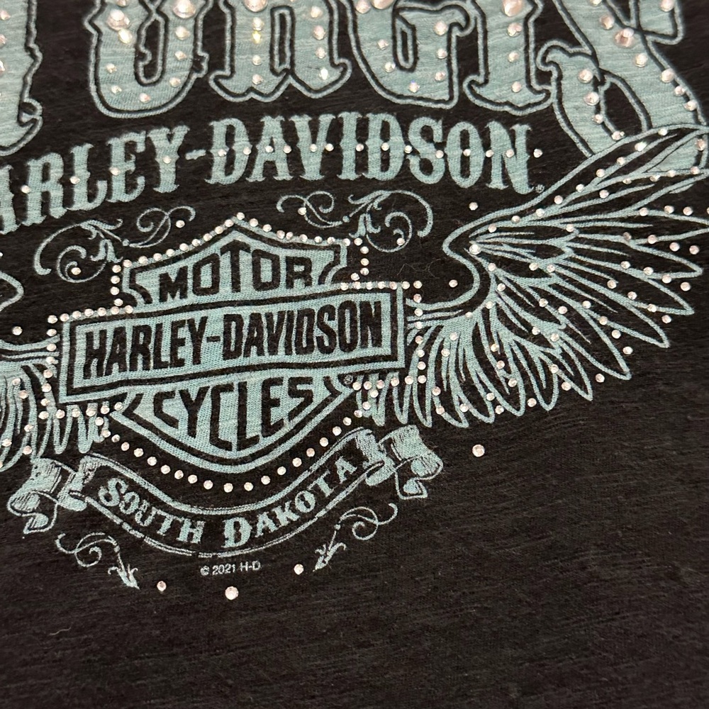 Harley Davidson Sturgis Rhinestone Tank Top Black Racerback Small - Picture 4 of 12